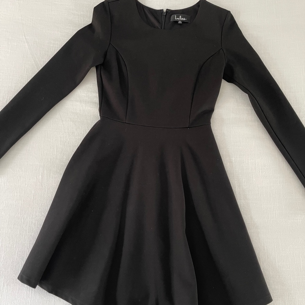 Lulu’s Black Long Sleeve Skater Dress